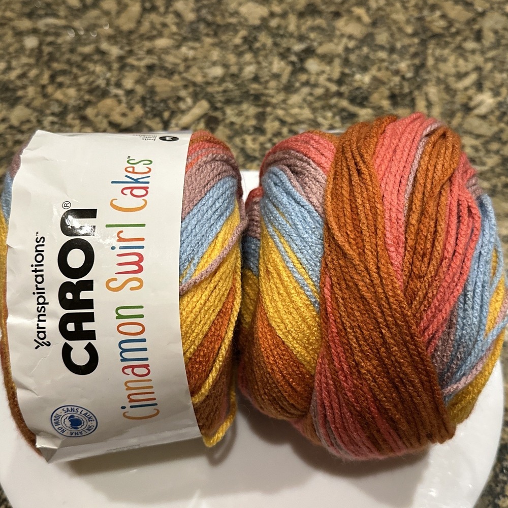 Caron Cinnamon Swirl Cakes Yarn BEACH TOWEL #291033 8oz. Lot 2 Skeins